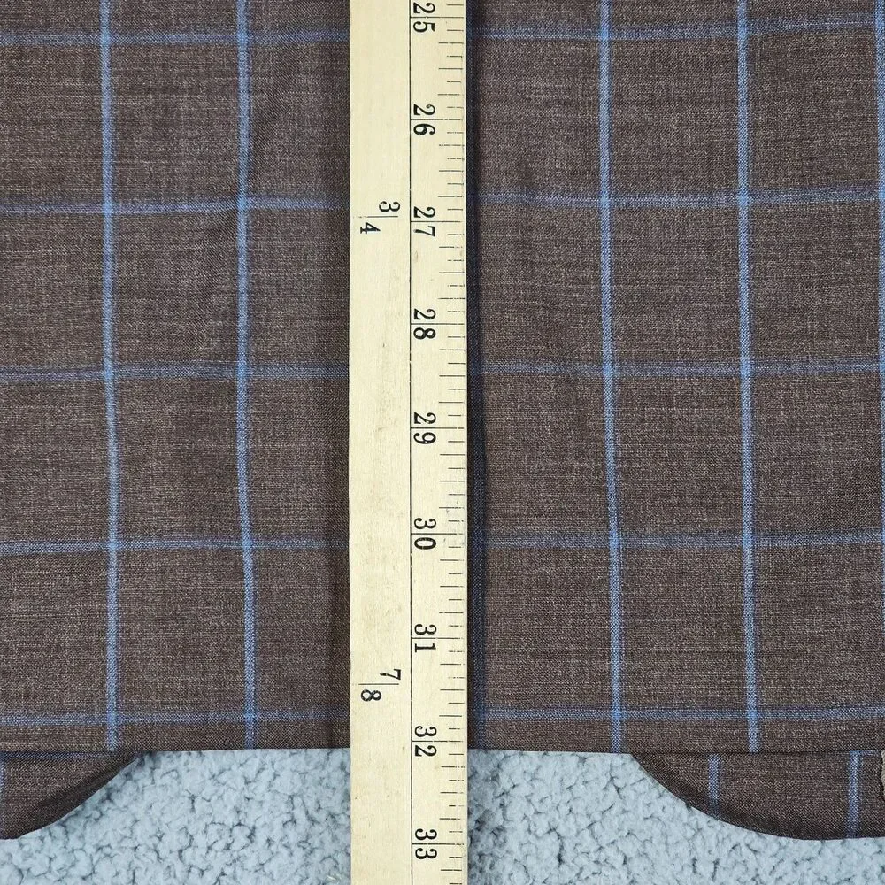 Samuelsohn Sport Coat Blazer Mens 42L Brown Greenwich Italian Wool Windowpane